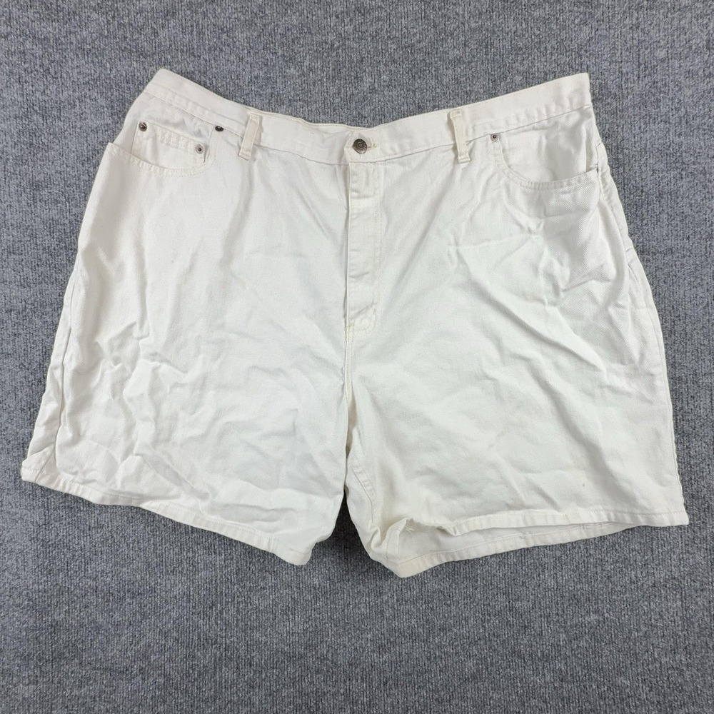Faded Glory Shorts Mens 46 Big & Tall White Denim Chino 8 Inseam Relaxed Fit